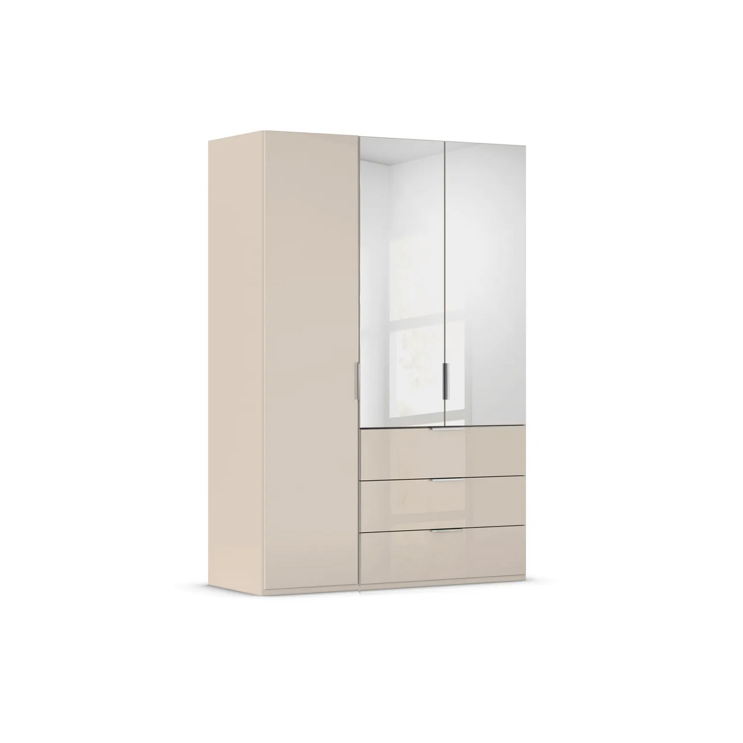 Rauch Crystal 3 Door Colour Glass & Mirror Wardrobe with Drawers in Champagne