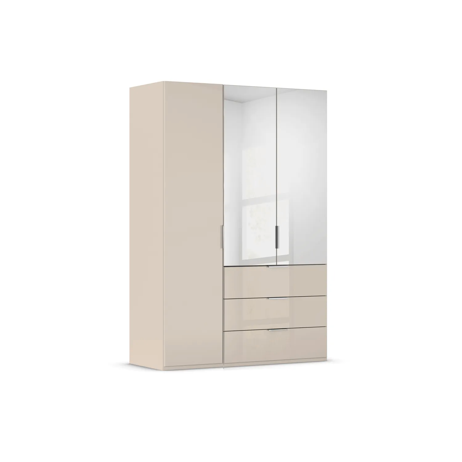 Rauch Crystal 3 Door Colour Glass & Mirror Wardrobe with Drawers in Champagne