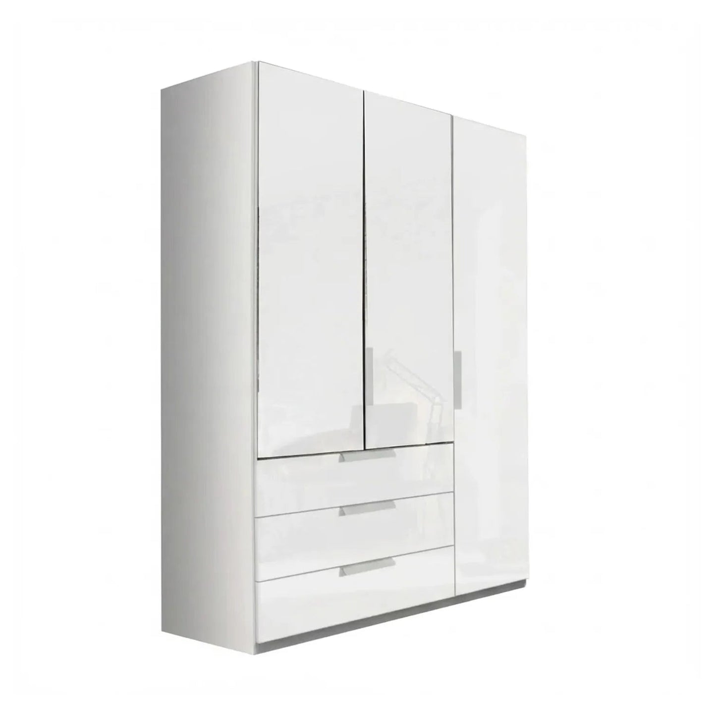 Rauch Crystal 3 Door Colour Glass Wardrobe with Drawers in White