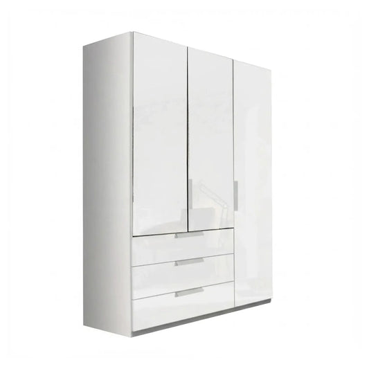 Rauch Crystal 3 Door Colour Glass Wardrobe with Drawers in White