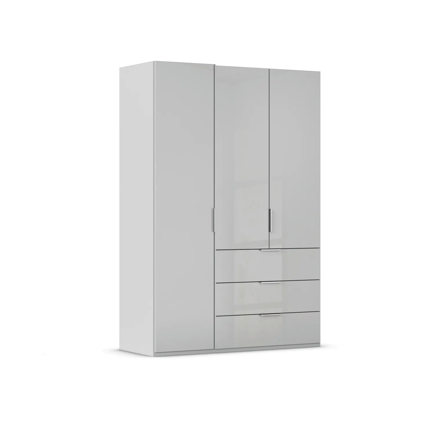Rauch Crystal 3 Door Colour Glass Wardrobe with Drawers in Silk Grey