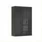 Rauch Crystal 3 Door Colour Glass Wardrobe with Drawers in graphite