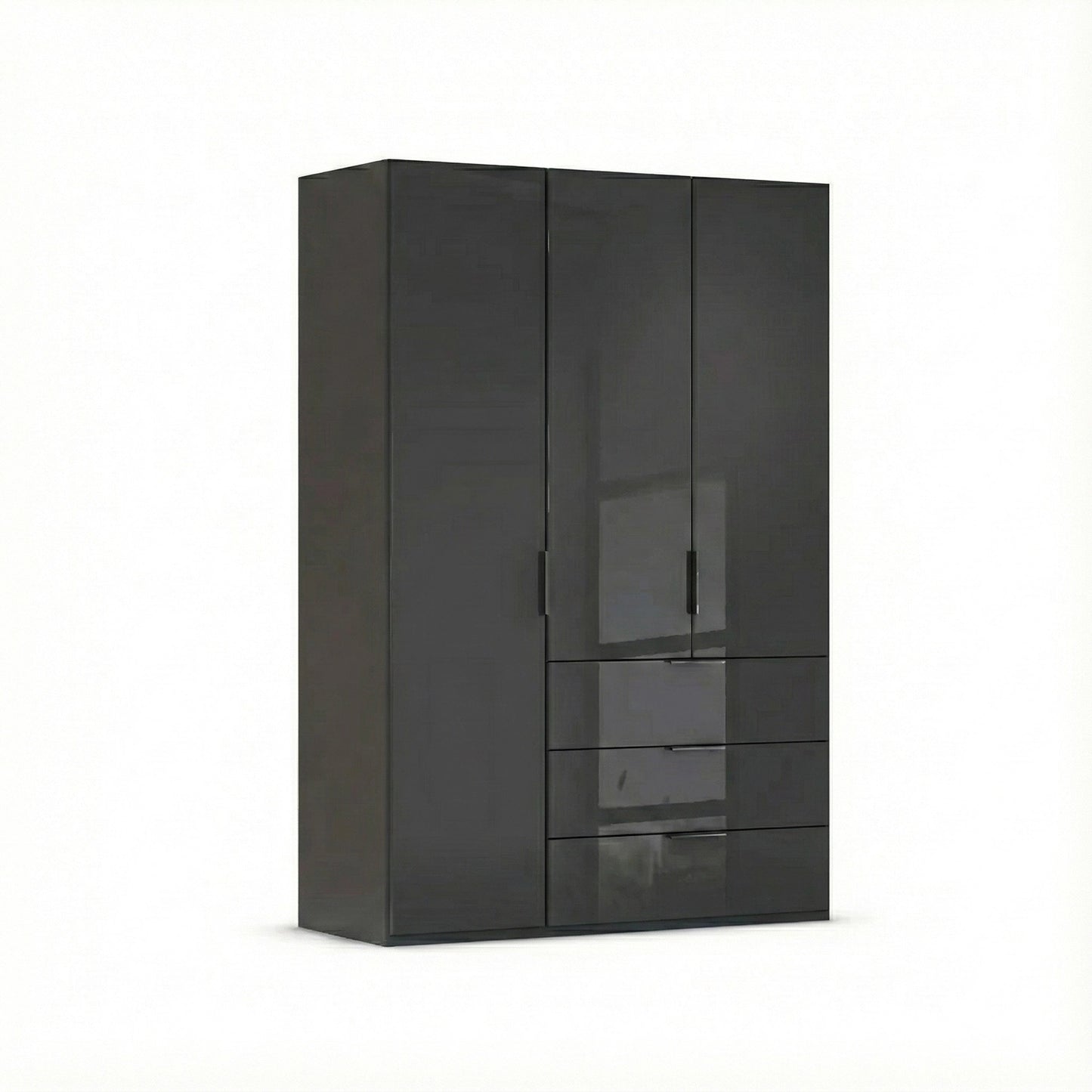 Rauch Crystal 3 Door Colour Glass Wardrobe with Drawers in graphite
