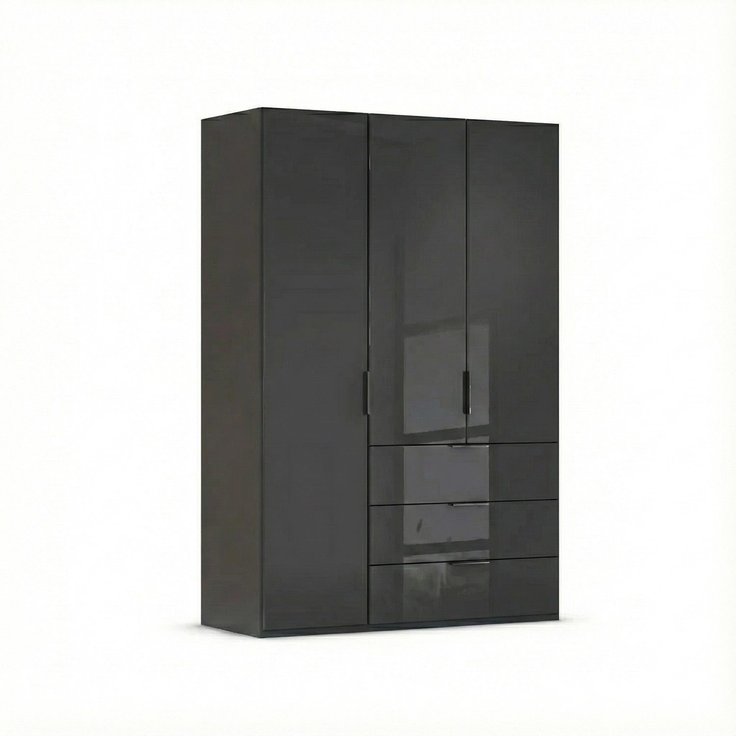 Rauch Crystal 3 Door Colour Glass Wardrobe with Drawers in graphite