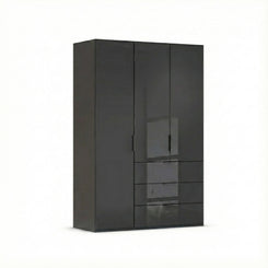 Rauch Crystal 3 Door Colour Glass Wardrobe with Drawers in graphite
