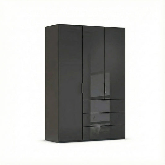 Rauch Crystal 3 Door Colour Glass Wardrobe with Drawers in graphite