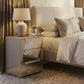 Crystal 3 Drawer Bedside Table in Champagne - Styled in a Bedroom
