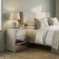 Crystal 3 Drawer Bedside Table in Silk Grey - Styled in a Bedroom