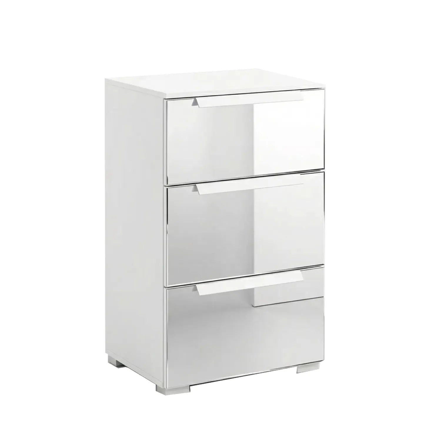 Crystal 3 Drawer Bedside Table in White