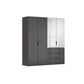 Rauch Crystal 4 Door Colour Glass & Mirror Wardrobe with Drawers in Graphite