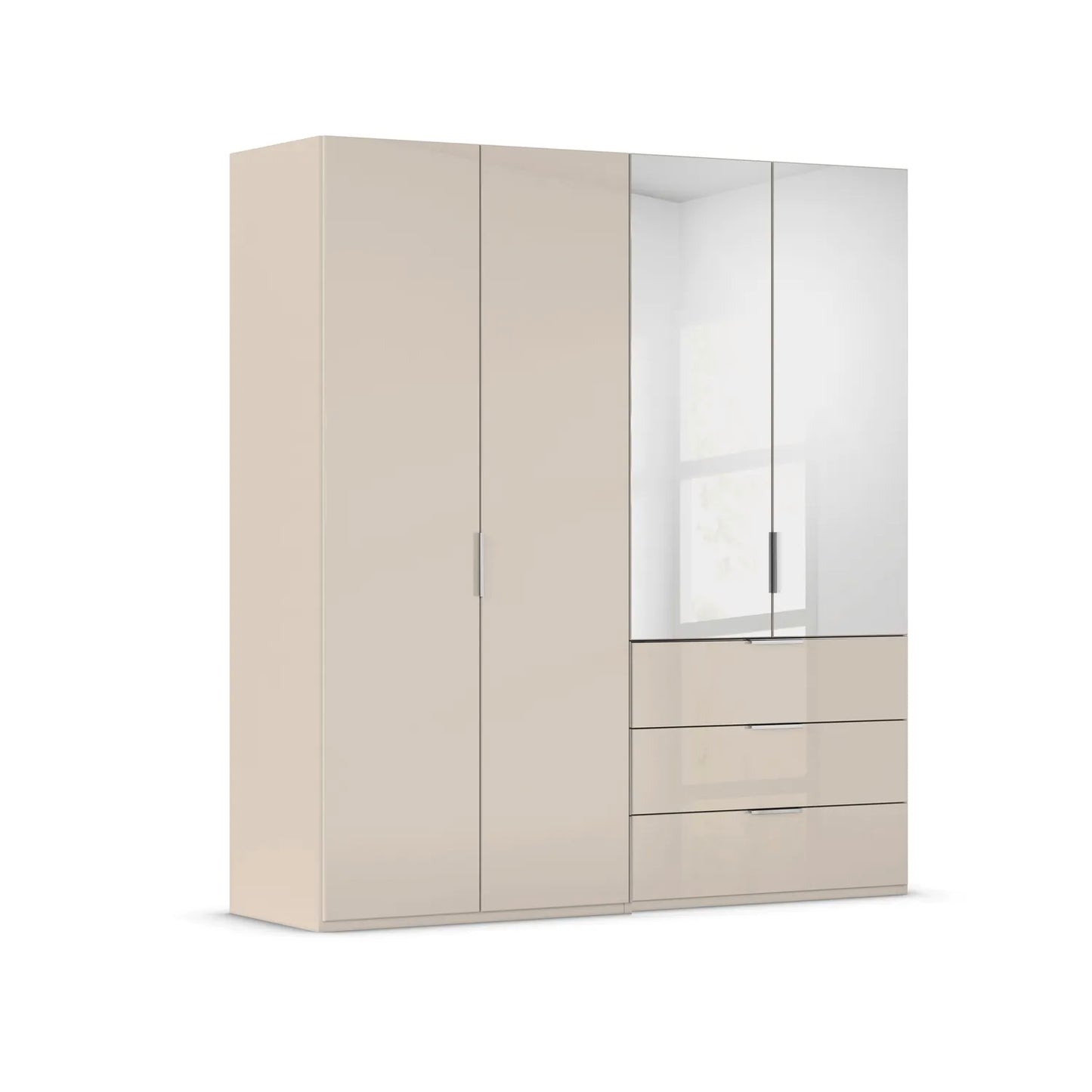 Rauch Crystal 4 Door Colour Glass & Mirror Wardrobe with Drawers in Champagne