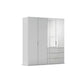 Rauch Crystal 4 Door Colour Glass & Mirror Wardrobe with Drawers in Silk Grey