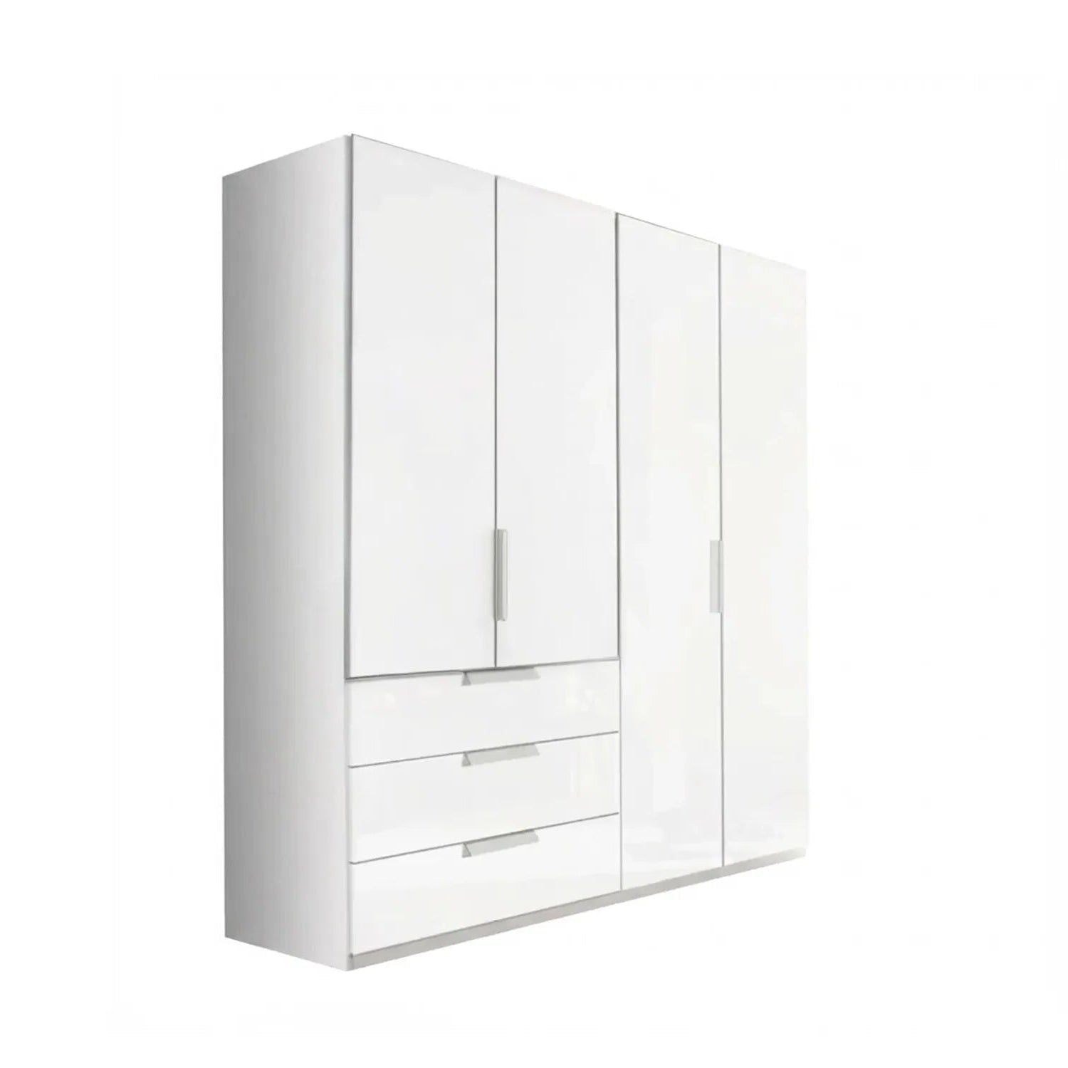 Rauch Crystal 4 Door Colour Glass Wardrobe with Drawers in White