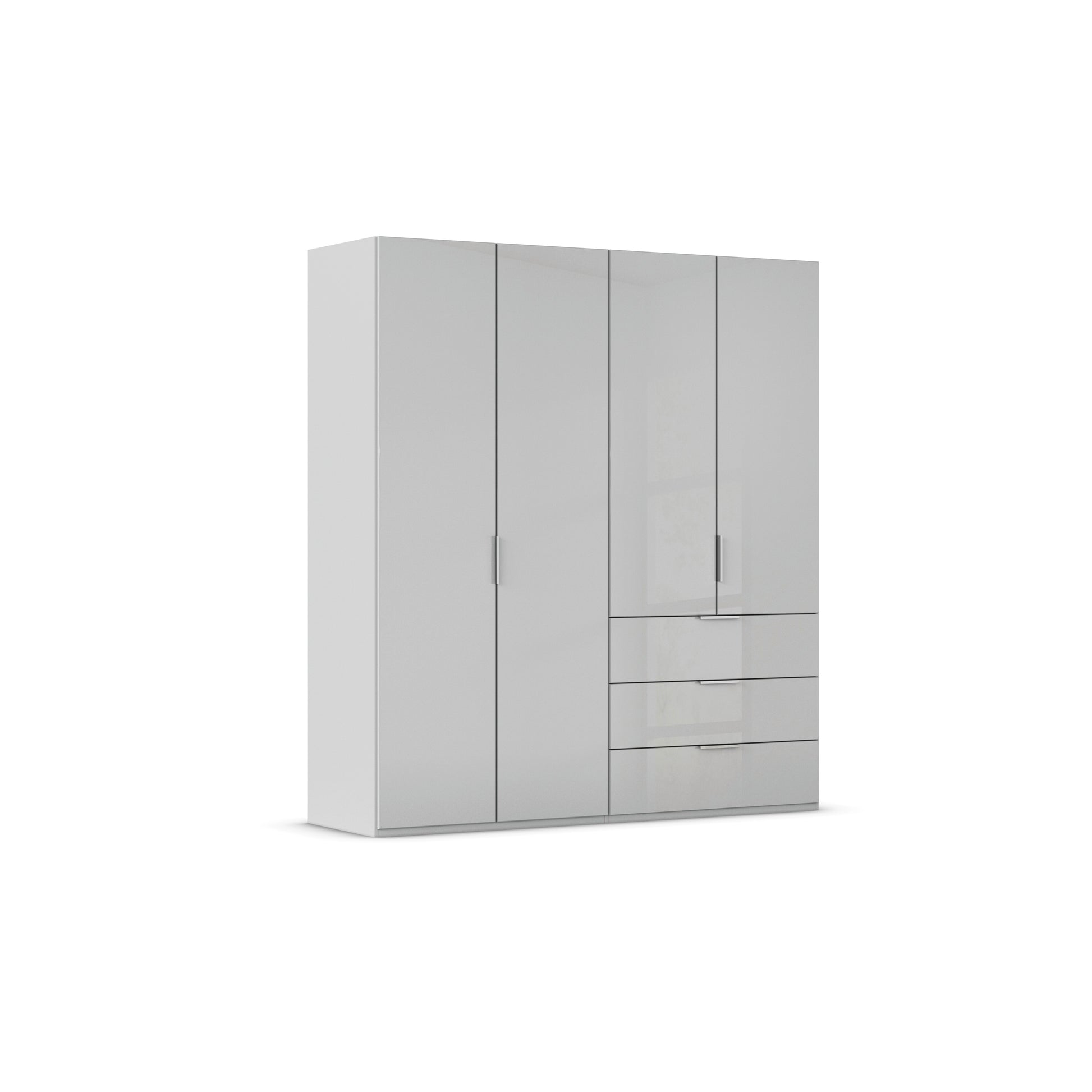 Rauch Crystal 4 Door Colour Glass Wardrobe with Drawers in Silk Grey