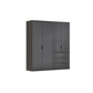 Rauch Crystal 4 Door Colour Glass Wardrobe with Drawers in Graphite