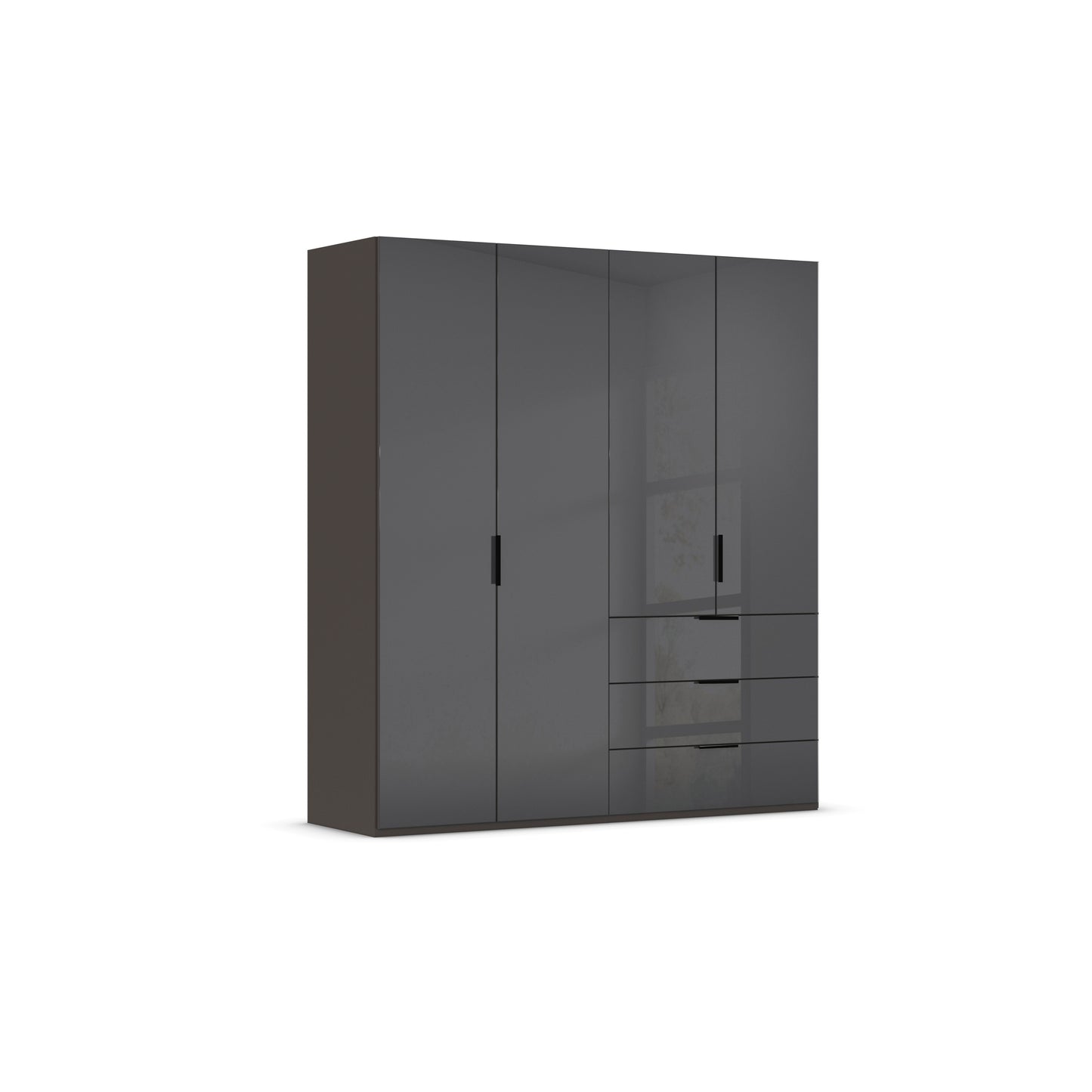 Rauch Crystal 4 Door Colour Glass Wardrobe with Drawers in Graphite