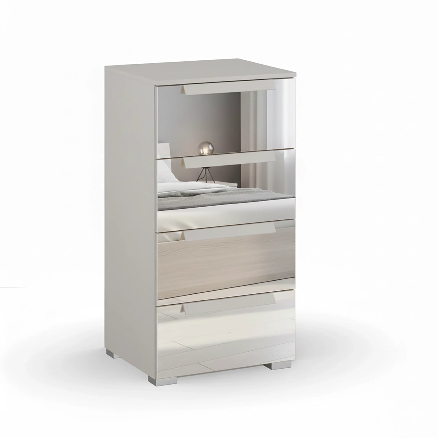 Rauch Crystal 4 Drawer Narrow Chest in silk grey