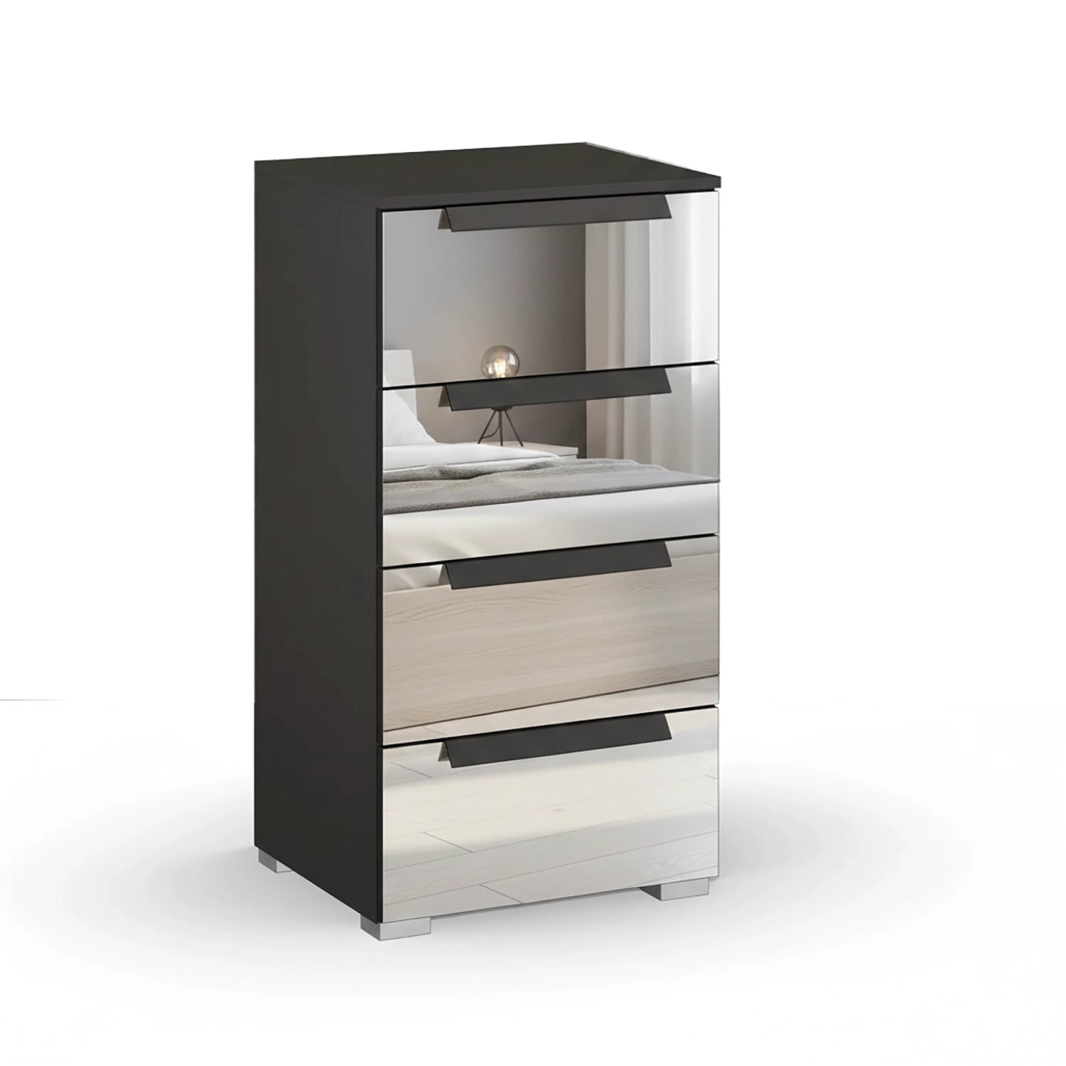 Rauch Crystal 4 Drawer Narrow Chest in graphite