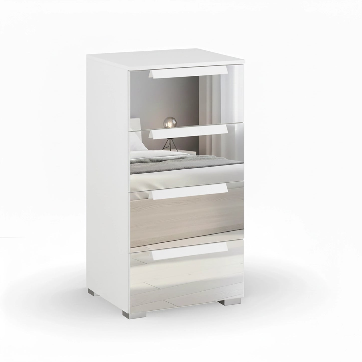 Rauch Crystal 4 Drawer Narrow Chest in white 