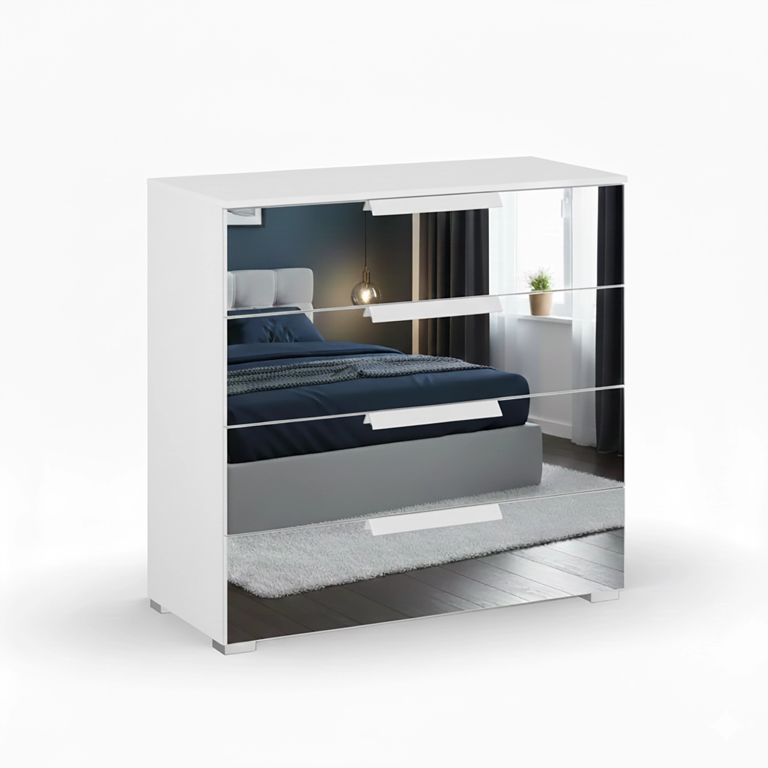 Rauch Crystal 4 Drawer Wide Chest in white