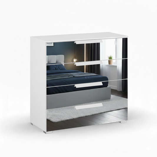 Rauch Crystal 4 Drawer Wide Chest in white