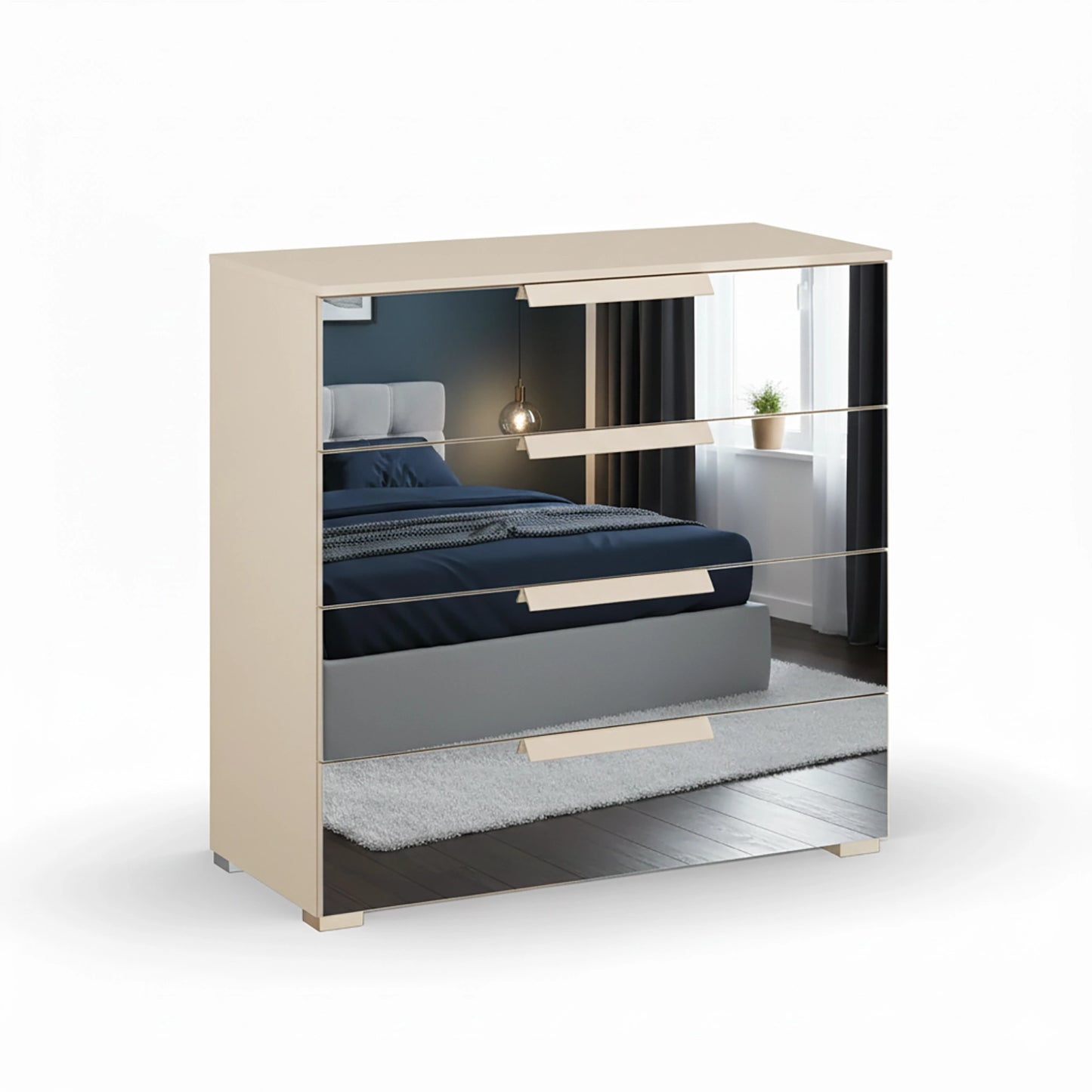 Rauch Crystal 4 Drawer Wide Chest in champagne