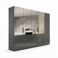 Rauch Crystal 5 Door Colour Glass & Mirror Wardrobe with Drawer in graphite 