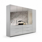 Rauch Crystal 5 Door Colour Glass & Mirror Wardrobe with Drawer in Silk Grey - Home Of Wardrobes