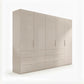 Crystal 5 Door Colour Glass Wardrobe with Drawer in champagne