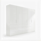 Crystal 5 Door Colour Glass Wardrobe with Drawer in white - Home Of Wardrobes