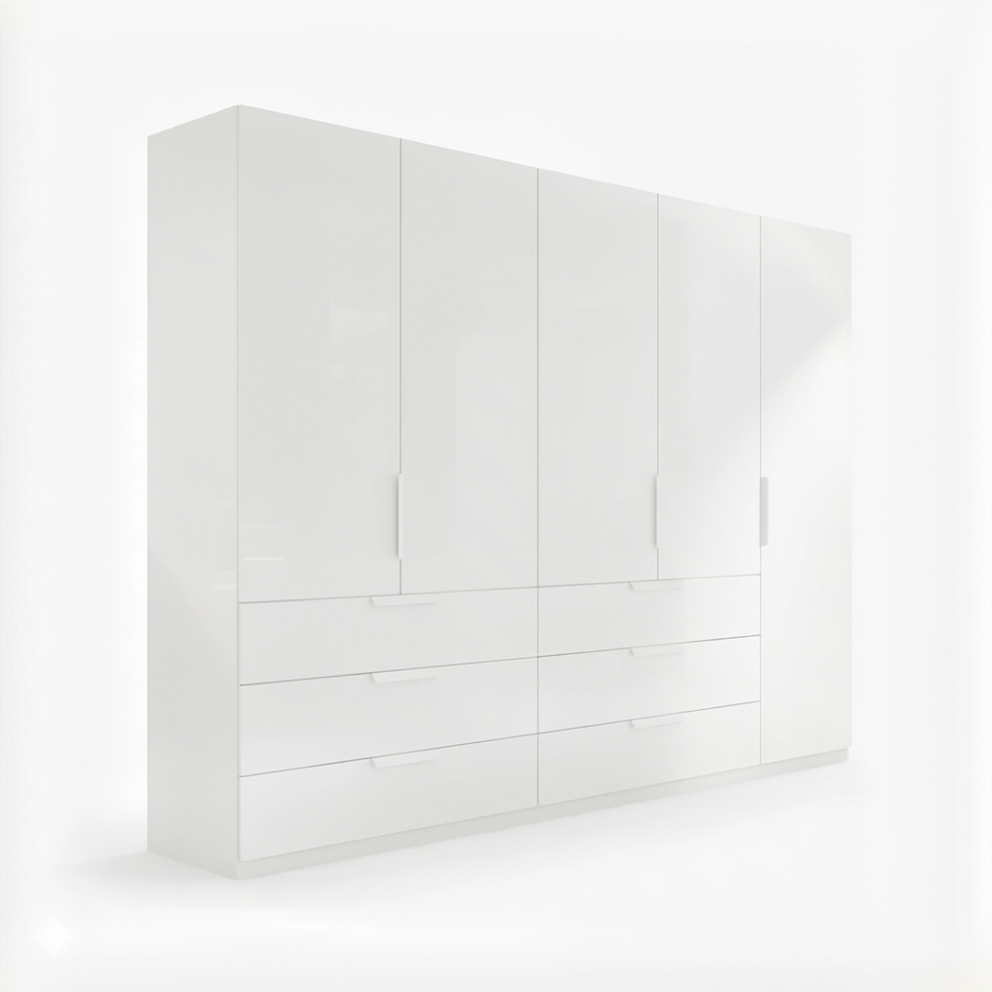 Crystal 5 Door Colour Glass Wardrobe with Drawer in white - Home Of Wardrobes