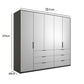 Rauch Miramar 5 Door Wardrobe with Drawer - Dimensions