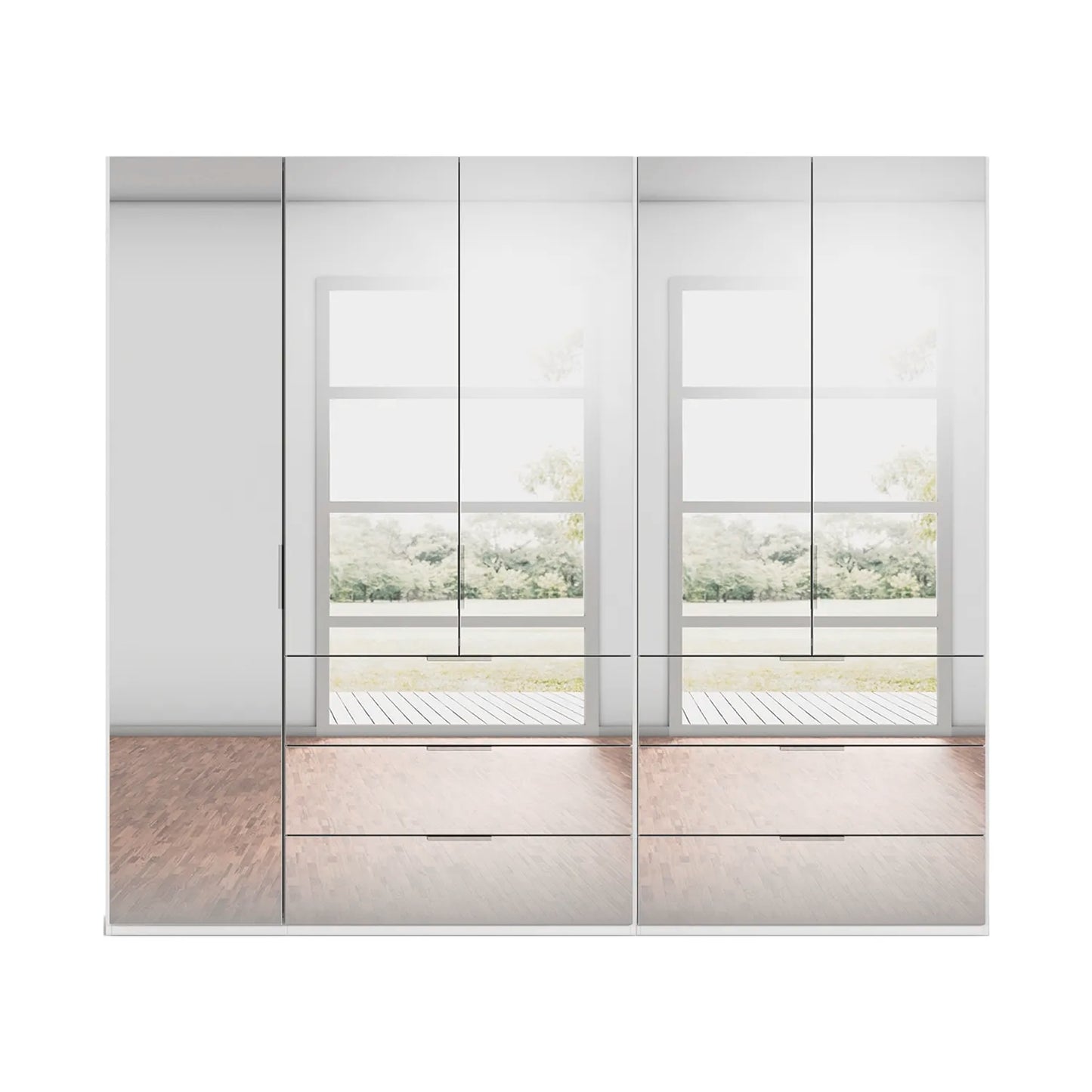 Rauch Miramar Full Mirror Front 250cm Wardrobe with Drawers