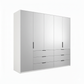 Rauch Miramar 5 Door Full Mirror Wardrobe with Drawer in White - Home Of Wardrobes