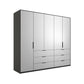 Crystal 5 Door Full Mirror Wardrobe with Drawer - W251cm