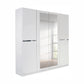 Dalton 181cm Alpine White 4 door mirrored wardrobe in stock for fast UK delivery. Modern hinged wardrobe with shelves and hanging rails.