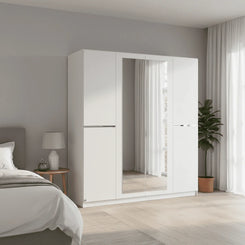 Rauch Dalton Alpine White 4 Door 2 Mirrored Hinged Wardrobe 181cm