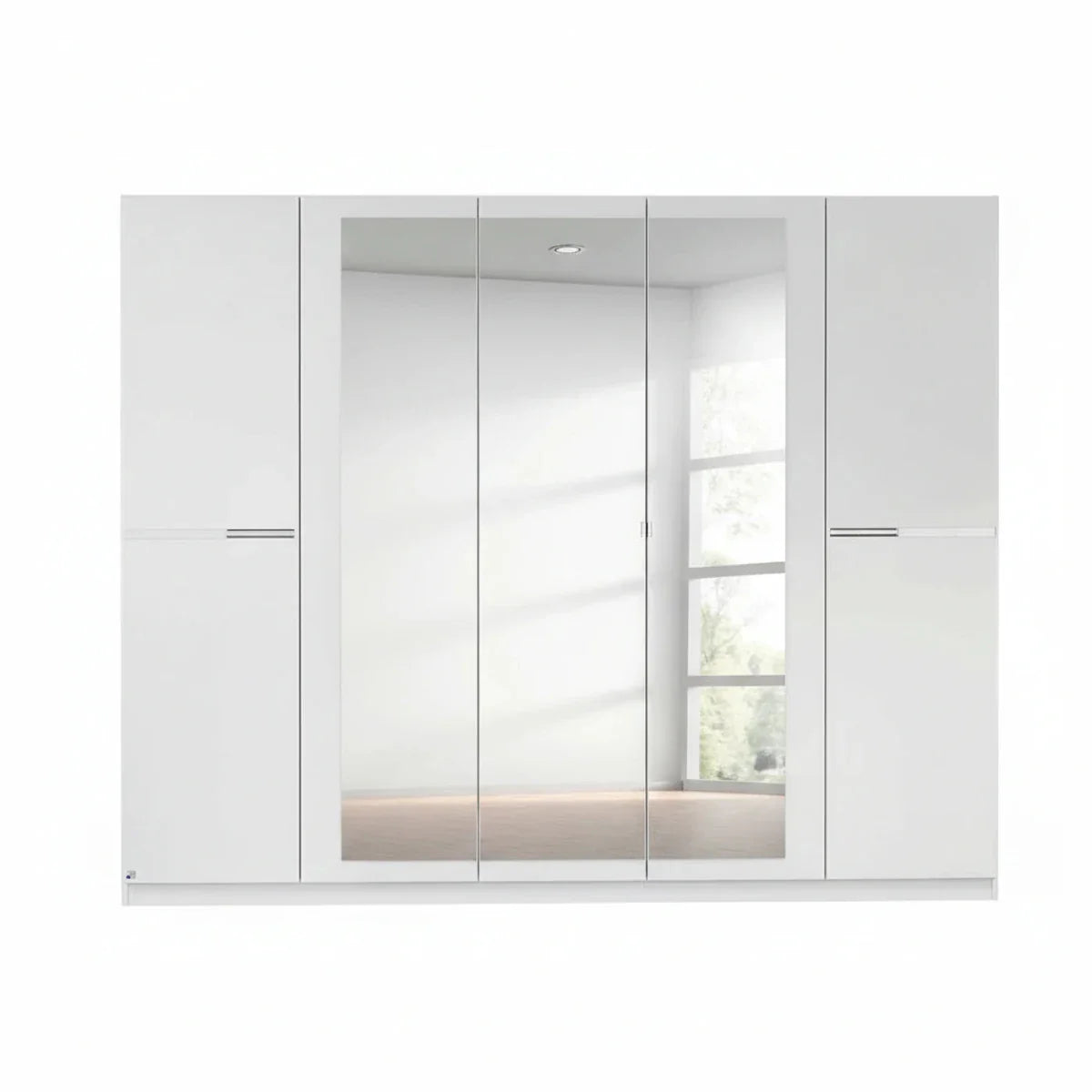 Rauch Dalton Alpine White 5 Door 3 Mirrored Hinged Wardrobe 