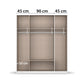 Wardrobe with dimensions labeled on a white background