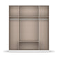 Interior details of Rauch Davo 4 door wardrobe in metallic Grey with mirror doors and Artisan Oak drawers