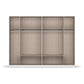 Internal Details of Rauch Davo Metallic Grey 6 door wardrobe with four mirrored doors and six Oak drawers 
