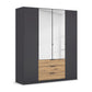 Rauch Davo 4 Door wardrobe with Mirror adjustable shelving and hanging rails and artisan Oak Exterior drawers