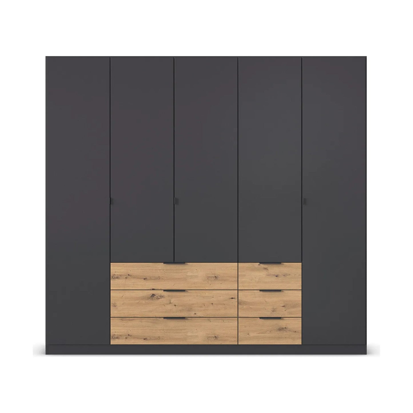 Rauch Davo 5 Door Wardrobe with Drawers and Mirror – 226cm
