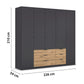 Rauch Davo 5 Door Wardrobe with Drawers and Mirror – 226cm