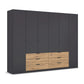 Rauch Davo Black wardrobe with wooden drawers on a white background