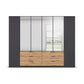 6 Door 6 Drawer Large Hinged Door Wardrobes in Metallic Grey colour with Mirror on the middle doors