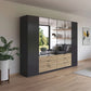 Rauch Davo Metallic Grey 6 door wardrobe with four mirrored doors and six Oak drawers