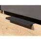 Black metal handle on a Rauch Davo 4 door wardrobe with mirror doors and Artisan Oak drawers