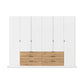 White Large 6 wardrobe with 6 wooden drawers on a white background