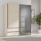 Rauch Orange Elara Champagne 181cm 2 Door Sliding Wardrobe with Drawers under left door & Grey Mirror on the right door 